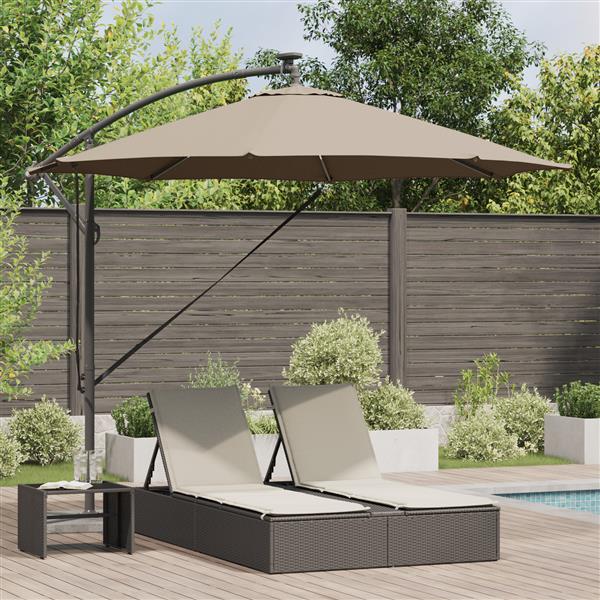 Grote foto vidaxl cantilever banana parasol met slot taupe 294 x 294 x 248 cm tuin en terras overige tuin en terras