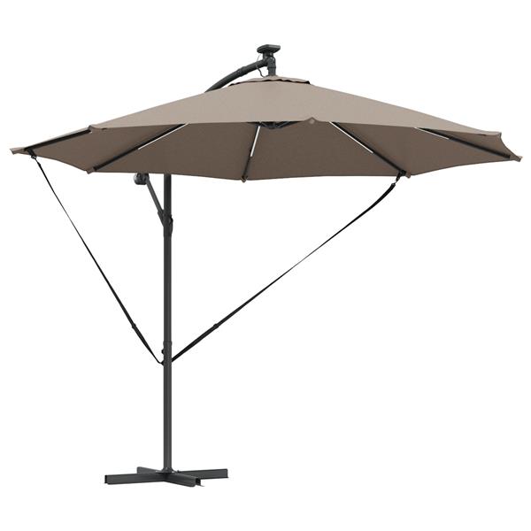 Grote foto vidaxl cantilever banana parasol met slot taupe 294 x 294 x 248 cm tuin en terras overige tuin en terras