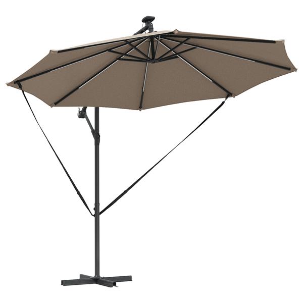 Grote foto vidaxl cantilever banana parasol met slot taupe 294 x 294 x 248 cm tuin en terras overige tuin en terras