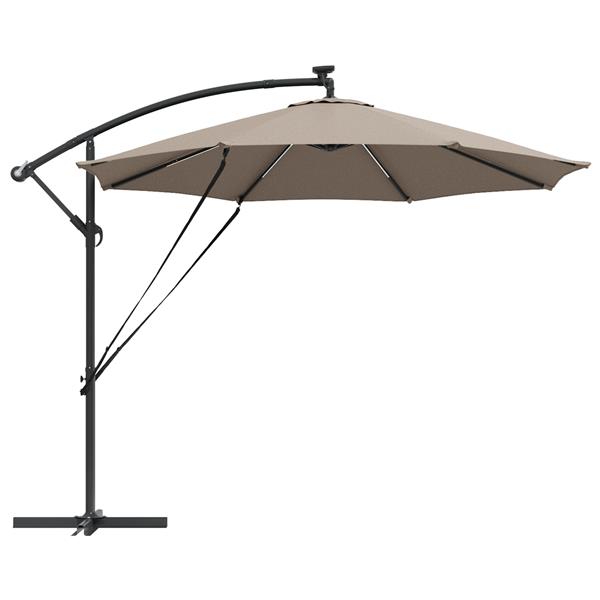 Grote foto vidaxl cantilever banana parasol met slot taupe 294 x 294 x 248 cm tuin en terras overige tuin en terras