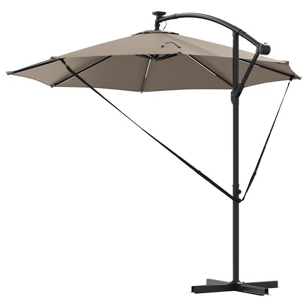 Grote foto vidaxl cantilever banana parasol met slot taupe 294 x 294 x 248 cm tuin en terras overige tuin en terras