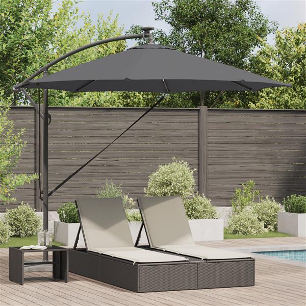 Grote foto vidaxl cantilever banana parasol met slot antraciet 294 x 294 x 248 cm tuin en terras overige tuin en terras