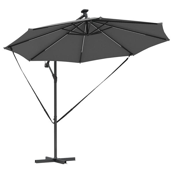 Grote foto vidaxl cantilever banana parasol met slot antraciet 294 x 294 x 248 cm tuin en terras overige tuin en terras