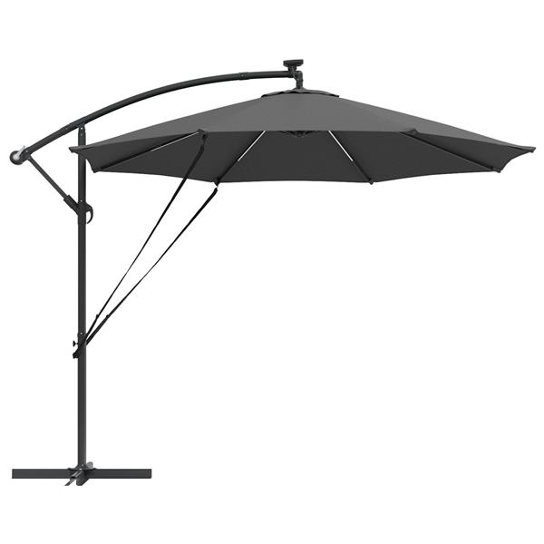 Grote foto vidaxl cantilever banana parasol met slot antraciet 294 x 294 x 248 cm tuin en terras overige tuin en terras