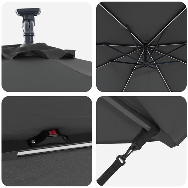 Grote foto vidaxl cantilever banana parasol met slot antraciet 294 x 294 x 248 cm tuin en terras overige tuin en terras