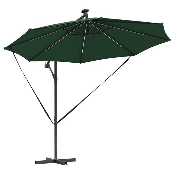 Grote foto vidaxl cantilever banana parasol met slot groen 294 x 294 x 248 cm tuin en terras overige tuin en terras