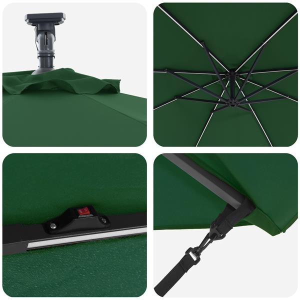 Grote foto vidaxl cantilever banana parasol met slot groen 294 x 294 x 248 cm tuin en terras overige tuin en terras