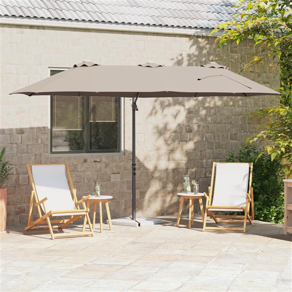 Grote foto vidaxl tuin cantilever parasol met slot taupe 372 x 198 x 253 cm tuin en terras overige tuin en terras