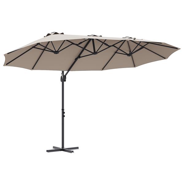 Grote foto vidaxl tuin cantilever parasol met slot taupe 372 x 198 x 253 cm tuin en terras overige tuin en terras