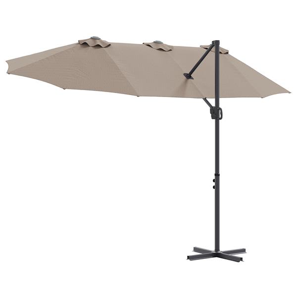 Grote foto vidaxl tuin cantilever parasol met slot taupe 372 x 198 x 253 cm tuin en terras overige tuin en terras