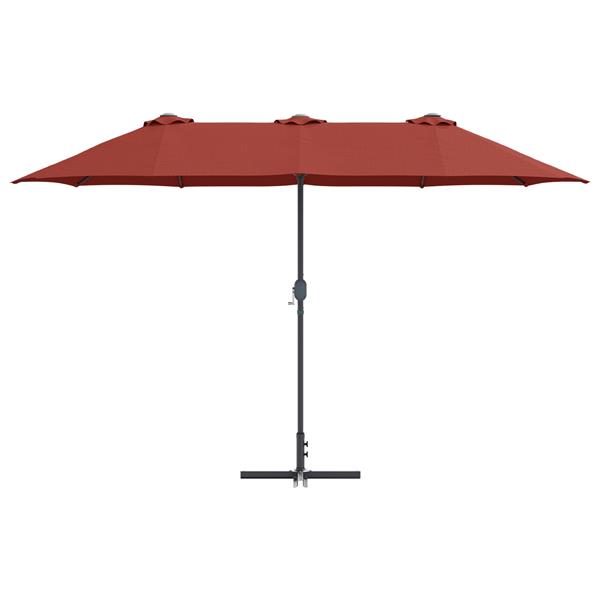 Grote foto vidaxl tuinparasol terracotta 380 x 196 x 235 cm poedergecoat staal tuin en terras overige tuin en terras
