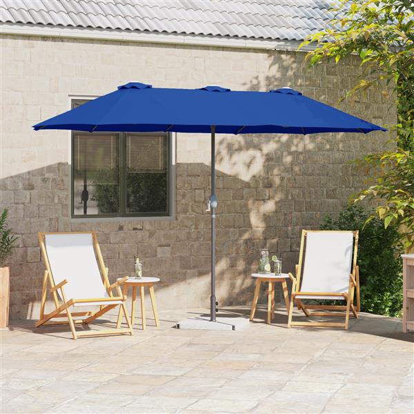 Grote foto vidaxl tuinparasol blauw 380 x 196 x 235 cm poedergecoat staal tuin en terras overige tuin en terras