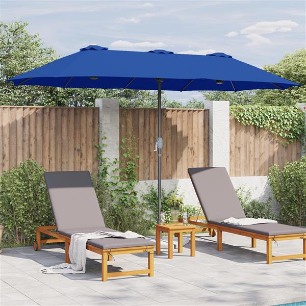 Grote foto vidaxl tuinparasol blauw 380 x 196 x 235 cm poedergecoat staal tuin en terras overige tuin en terras