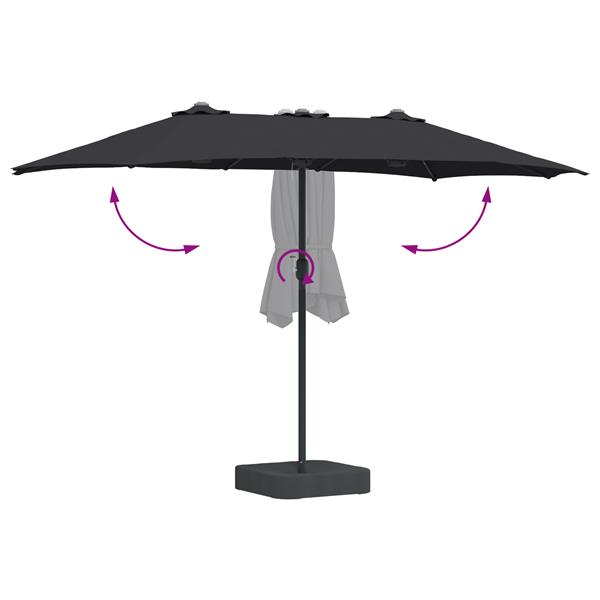 Grote foto vidaxl tuinparasol zwart 385 x 209 x 244 cm stof tuin en terras overige tuin en terras