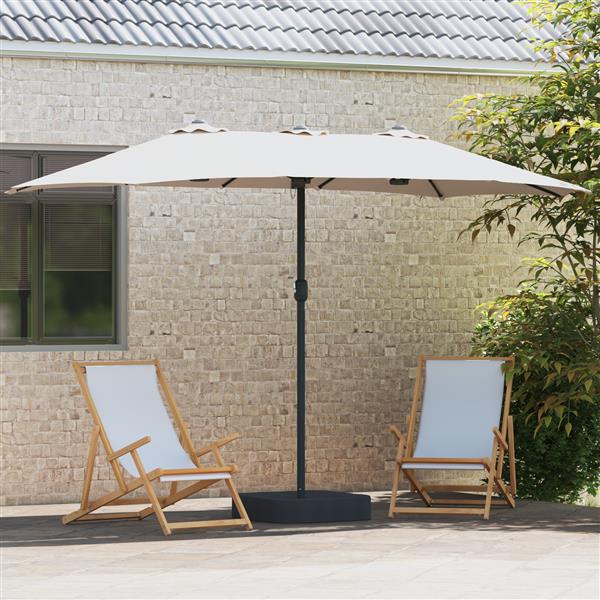 Grote foto vidaxl tuinparasol zand 385 x 209 x 244 cm stof tuin en terras overige tuin en terras