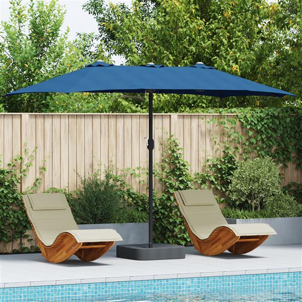 Grote foto vidaxl tuinparasol blauw 385 x 209 x 244 cm stof tuin en terras overige tuin en terras