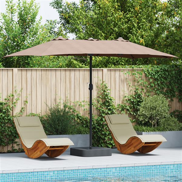 Grote foto vidaxl tuinparasol taupe 385 x 209 x 244 cm stof tuin en terras overige tuin en terras