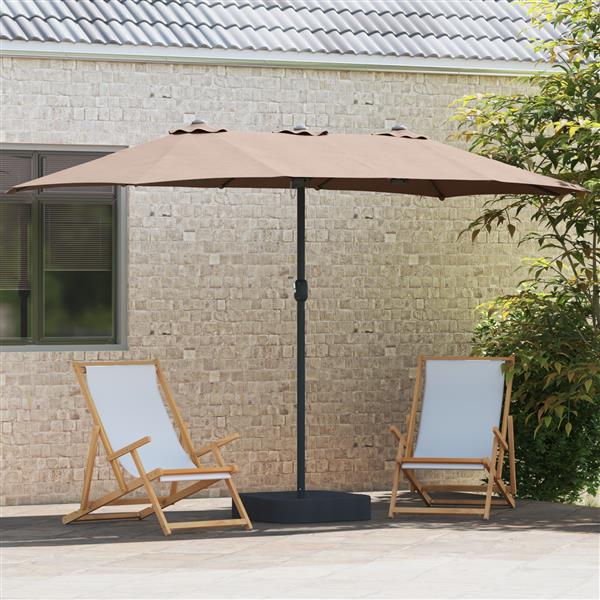 Grote foto vidaxl tuinparasol taupe 385 x 209 x 244 cm stof tuin en terras overige tuin en terras