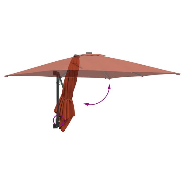 Grote foto vidaxl tuinparasol terracotta 248.5 x 247.5 x 160 cm stof tuin en terras overige tuin en terras