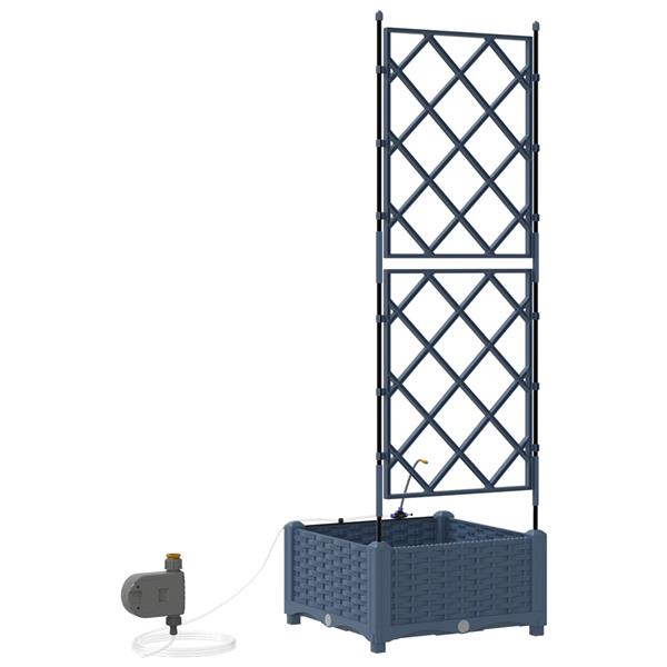 Grote foto vidaxl tuinfafiers 1 stuk rooster met opslag grijs 40 x 40 x 126cm kunststof tuin en terras overige tuin en terras