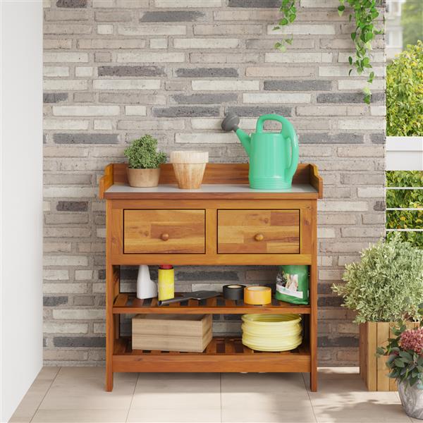 Grote foto vidaxl tuinkast met lade met plank met opslag bruin 78 x 36 5 x 78 cm massief acaciahout huis en inrichting overige