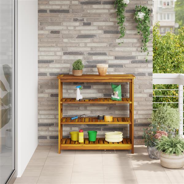 Grote foto vidaxl tuinkast met plank met opslag bruin 75 x 35 x 70cm massief acaciahout huis en inrichting overige