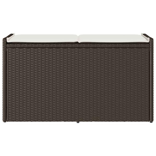 Grote foto vidaxl opbergbank met kussen voor buiten 100 cm poly rattan bruin tuin en terras tuinmeubelen