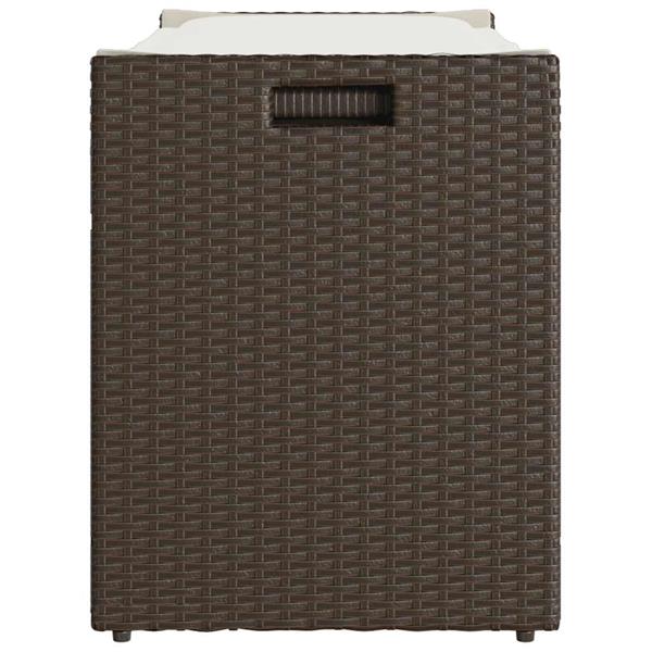 Grote foto vidaxl opbergbank met kussen voor buiten 100 cm poly rattan bruin tuin en terras tuinmeubelen