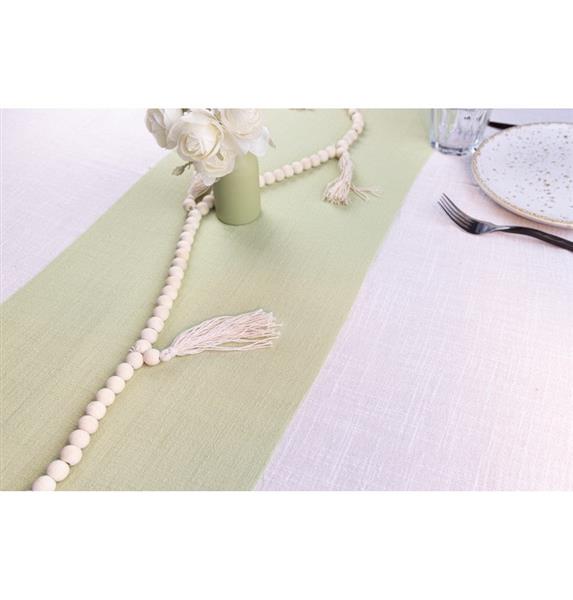 Grote foto sage green washed cotton table runner 30cm x 5m verzamelen overige verzamelingen