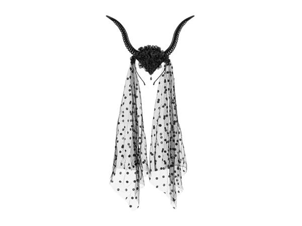 Grote foto devil horns headband with tulle 30x76 cm black verzamelen overige verzamelingen