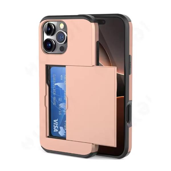 Grote foto kaarthouder hoesje voor iphone 16 wallet card slot cover case rose gold telecommunicatie mobieltjes