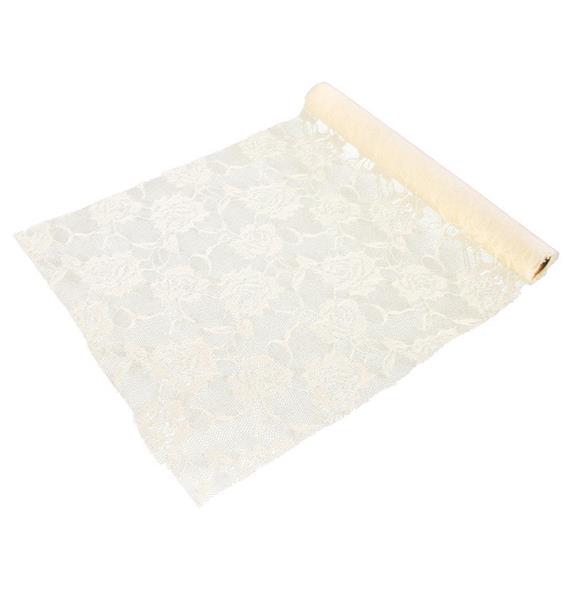 Grote foto ivory roses lace table runner 30cm x 5m verzamelen overige verzamelingen