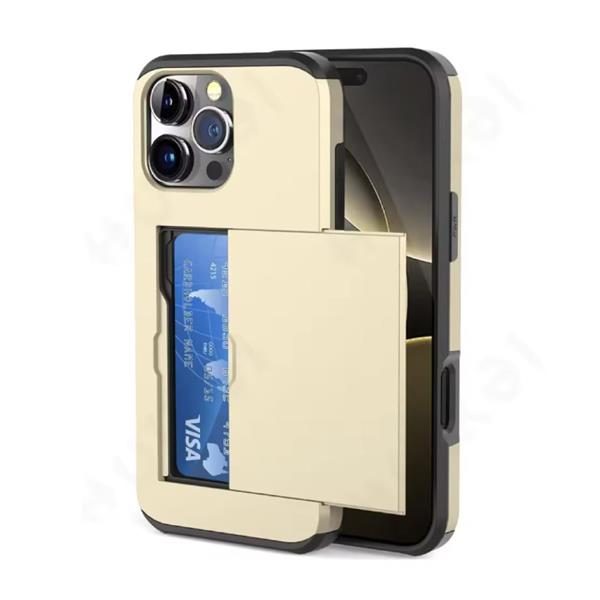 Grote foto kaarthouder hoesje voor iphone 15 wallet card slot cover case goud telecommunicatie mobieltjes