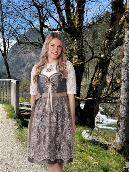 Grote foto bruine dirndl jurk oktoberfest dames bloemen 2 delig verzamelen overige verzamelingen