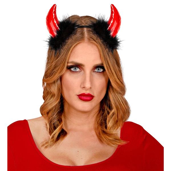 Grote foto halloween haarband zwart rood duivel met veren verzamelen overige verzamelingen