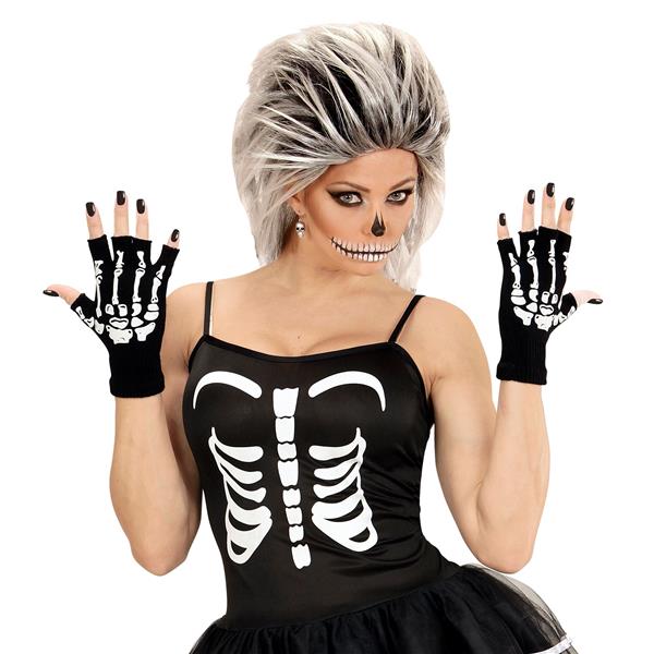 Grote foto halloween handschoenen zwart wit skelet vingerloos verzamelen overige verzamelingen