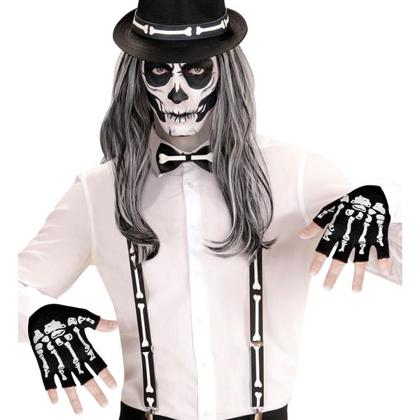 Grote foto halloween handschoenen zwart wit skelet vingerloos verzamelen overige verzamelingen