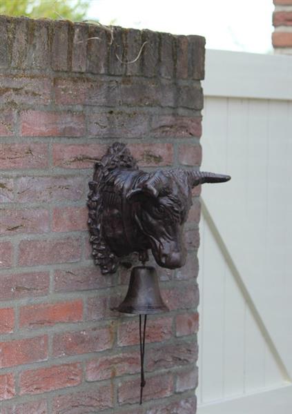 Grote foto deurbel koeienkop groot zwaar gietijzer db300 tuin en terras tuindecoratie