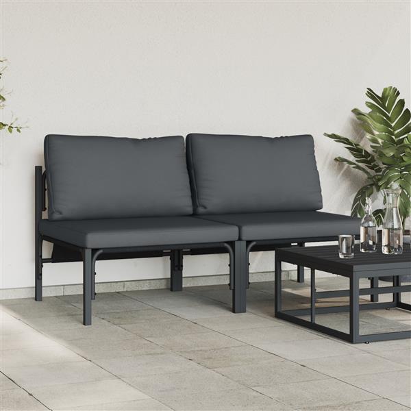 Grote foto vidaxl buitenmeubelsets met kussen met kussen 2 pcs antraciet tuin en terras tuinmeubelen