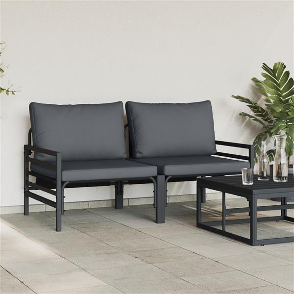 Grote foto vidaxl buitenmeubelsets met kussen met kussen 2 pcs antraciet tuin en terras tuinmeubelen
