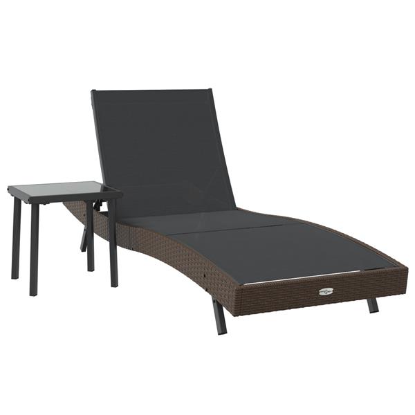 Grote foto vidaxl ligstoel met kussen persoon 2 pcs bruin 40 x 40 x 40.5 cm poly riet tuin en terras tuinmeubelen