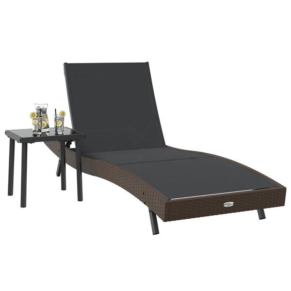 Grote foto vidaxl ligstoel met kussen persoon 2 pcs bruin 40 x 40 x 40.5 cm poly riet tuin en terras tuinmeubelen