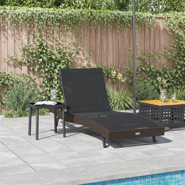 Grote foto vidaxl ligstoel met kussen persoon 2 pcs bruin 40 x 40 x 40.5 cm poly riet tuin en terras tuinmeubelen