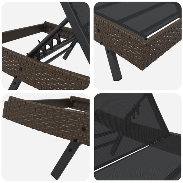 Grote foto vidaxl ligstoel met kussen persoon 2 pcs bruin 40 x 40 x 40.5 cm poly riet tuin en terras tuinmeubelen