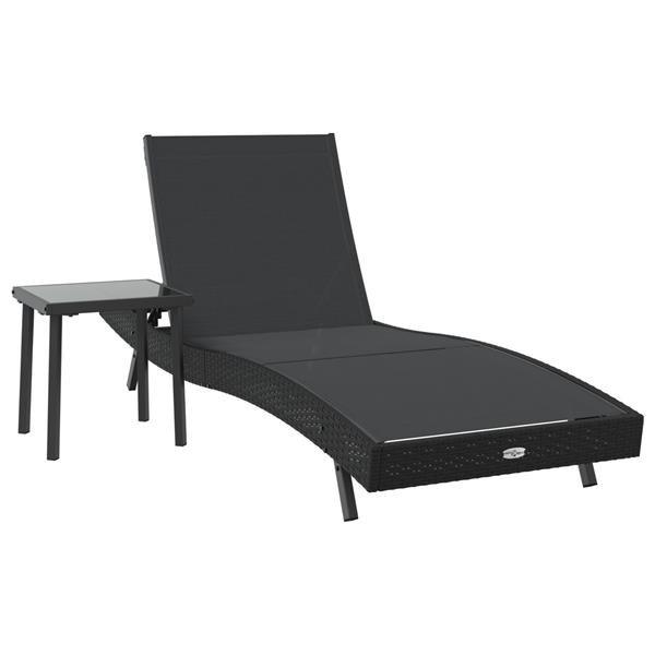 Grote foto vidaxl ligstoel met kussen persoon 2 pcs zwart 40 x 40 x 40.5 cm poly riet tuin en terras tuinmeubelen