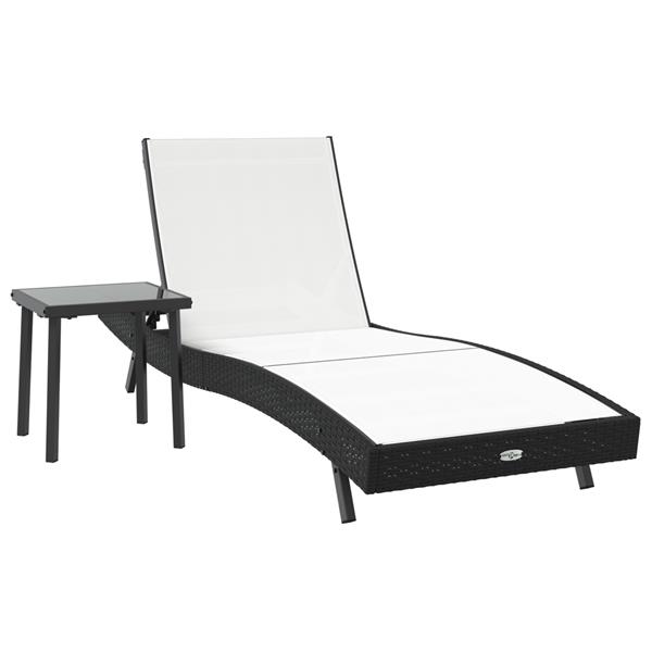 Grote foto vidaxl ligstoel met kussen persoon 2 pcs zwart 40 x 40 x 40.5 cm poly riet tuin en terras tuinmeubelen