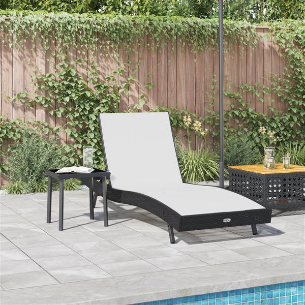 Grote foto vidaxl ligstoel met kussen persoon 2 pcs zwart 40 x 40 x 40.5 cm poly riet tuin en terras tuinmeubelen