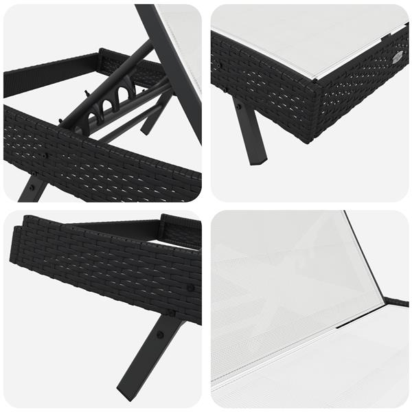 Grote foto vidaxl ligstoel met kussen persoon 2 pcs zwart 40 x 40 x 40.5 cm poly riet tuin en terras tuinmeubelen