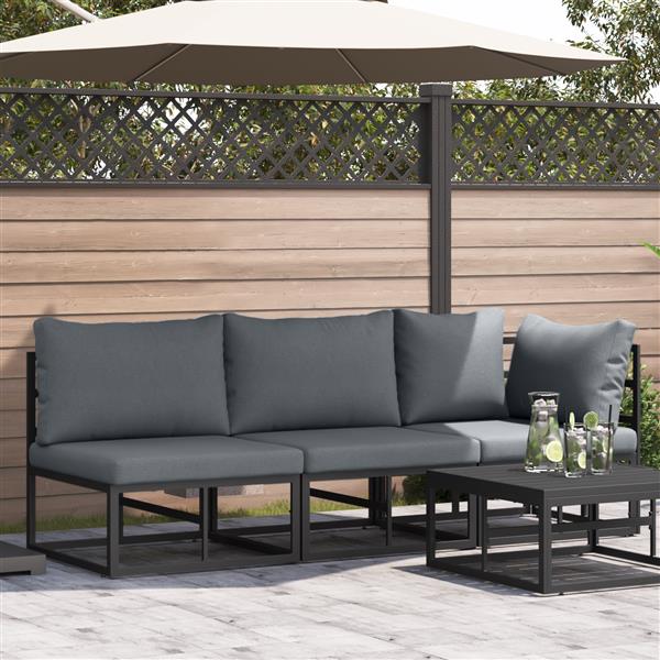 Grote foto vidaxl buitenmeubelsets met kussen met kussen 3 pcs zwart en anthraciet tuin en terras tuinmeubelen