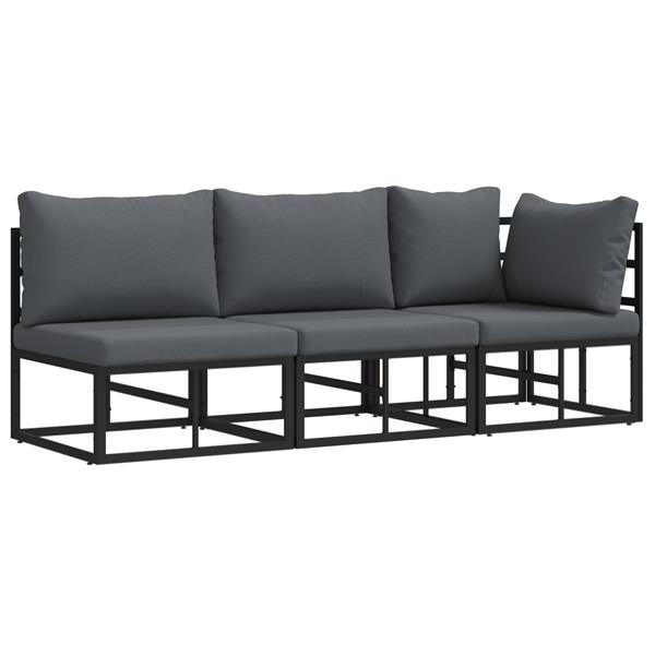 Grote foto vidaxl buitenmeubelsets met kussen met kussen 3 pcs zwart en anthraciet tuin en terras tuinmeubelen